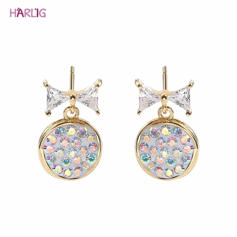 

Harlig sterling silver 925 gold color earrings for women allergy free fashion jewelry free shipping
