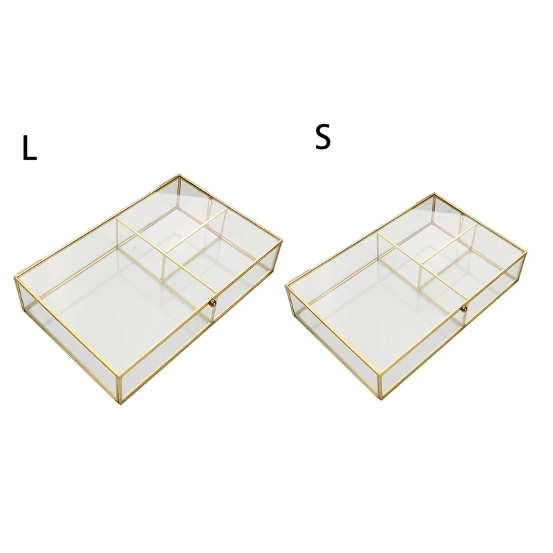 

Geometric Clear Glass Jewelry Box Jewelry Organizer Holder Tabletop Succulent R9JC