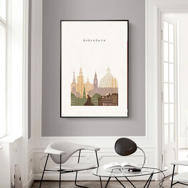 

Peace Denmark Copenhagen Canvas Paintings Vintage Travel Wall Kraft Posters Coated Wall Stickers Home Decoration Gift