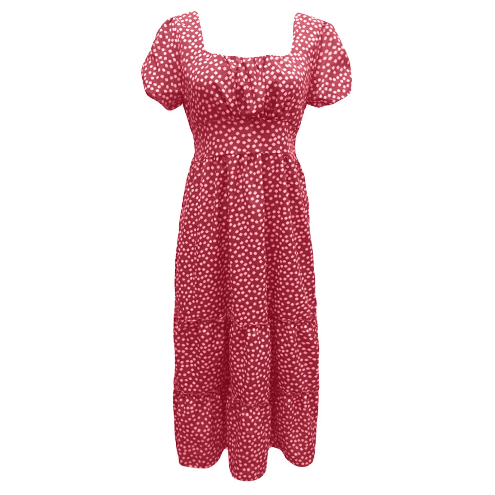 

Chiffon Dress Women Summer Dot Print Puff Sleeve Long Dress Square Neck Sundress Party Beach Dresses Bohemian Vestido Robe Femme