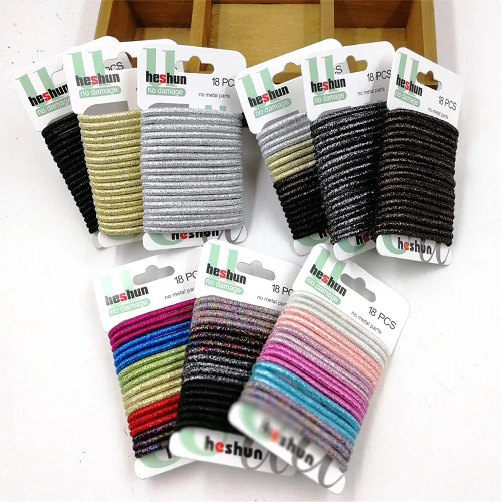 Эластичная блестящая резинка для волос ширина 4 мм 18 шт./компл.| |