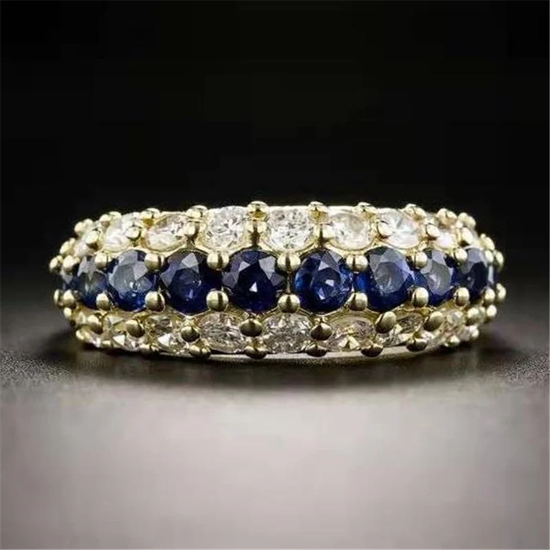 

Light Luxury Popular Palace Style Blue Zirconium Crystal Zircon Ring For Women Wedding Engagement Jewelry