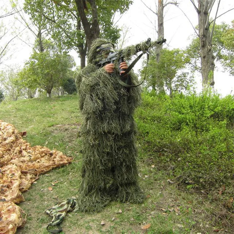 Woodland Clothes Adjustable Size Ghillie Suit For Hunting Army Military Tactical Sniper Set Kits