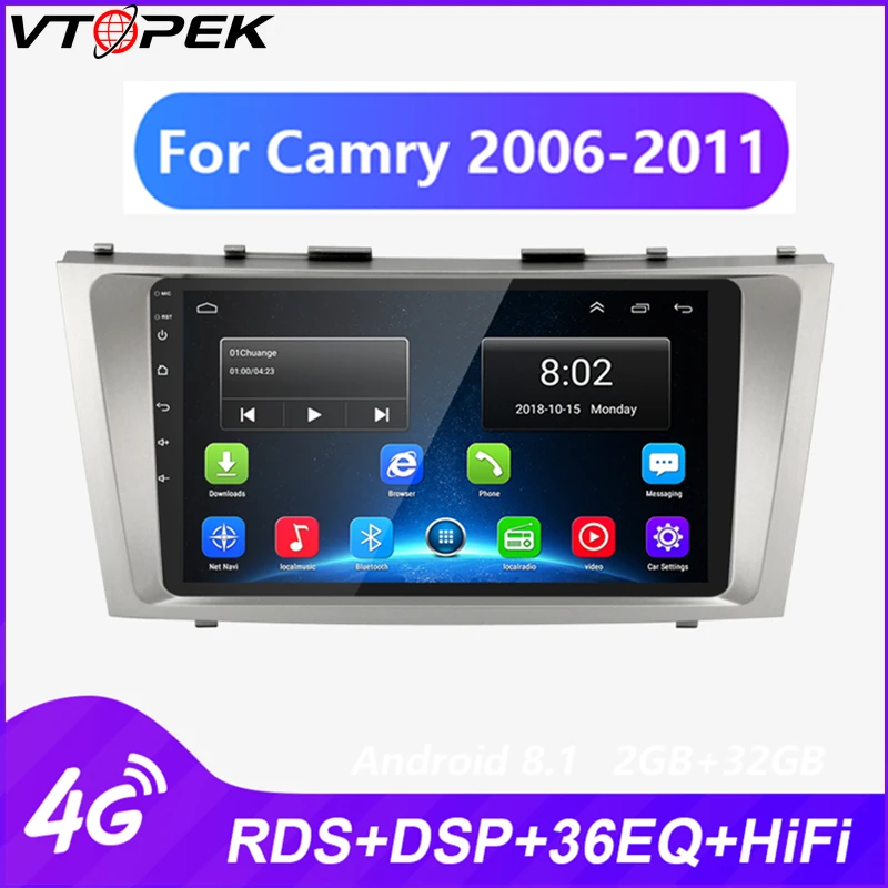Vtopek Android автомобильный стерео Мультимедийный плеер для Toyota Camry 2006 2011 RDS DSP 4G сеть WIFI