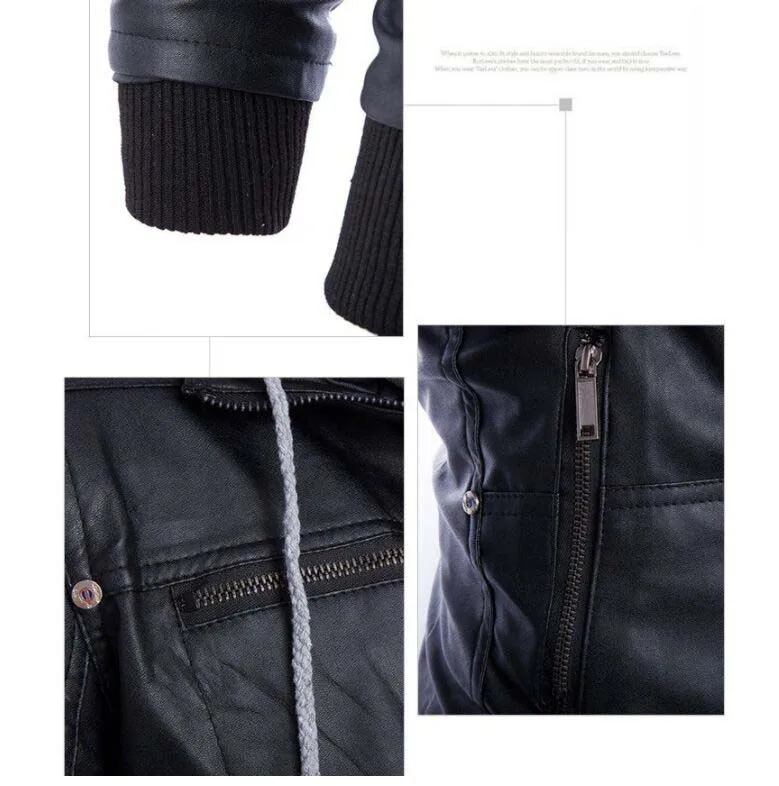 

Hot style in Europe and America fashion, cultivate one's morality even cap off two men locomotive leather coat