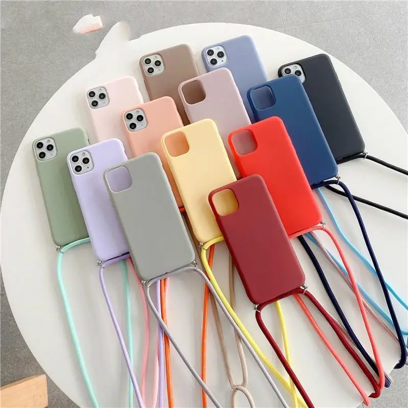 

Crossbody Necklace Strap Lanyard Cord Soft Phone Case For HuaWei P20 P30 Lite P40 Pro Honor 8X Nova 3 4 5 Y9 2019 Back Cover