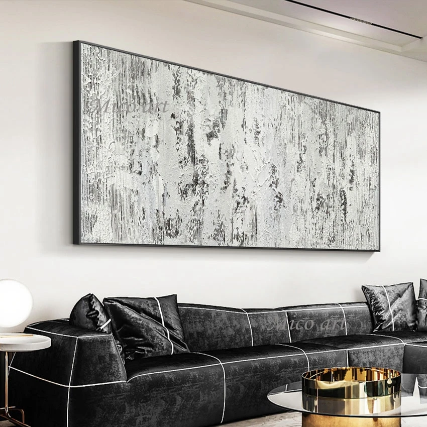 Простой черно-белый абстрактный дизайн Настенная картина маслом холст большой