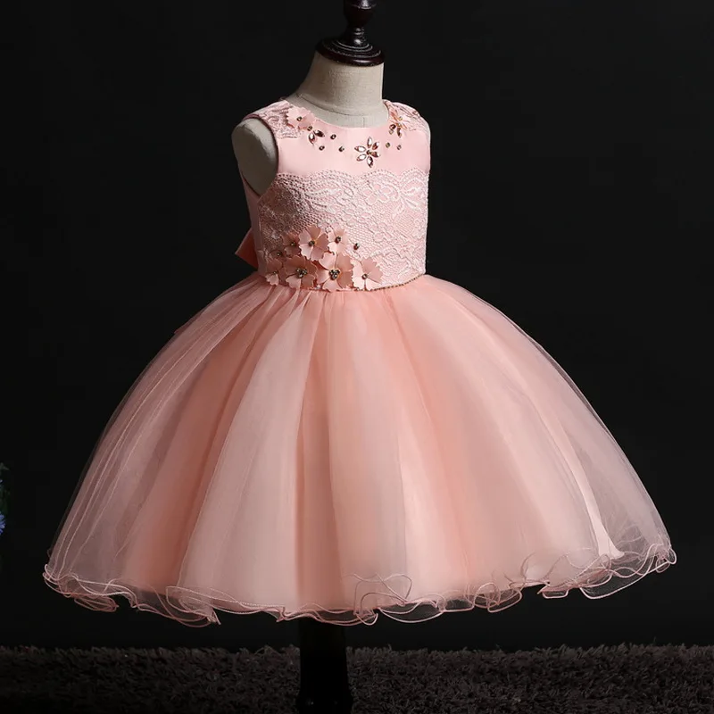 Элегантное рождественское платье для девочек розовое свадебное принцессы без