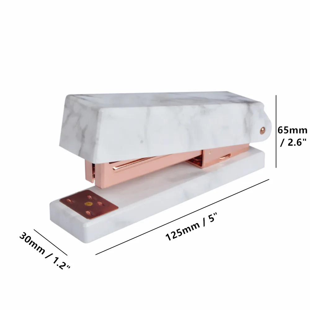 Мраморный степлер стандартная фотография с розовым золотым стержнем для офиса