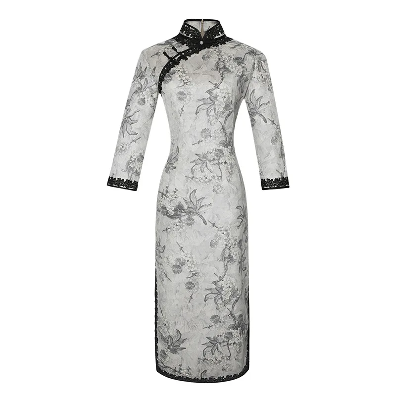 5201 Зимнее замшевое женское сексуальное винтажное короткое платье Cheongsam, новинка, китайский стиль, воротник-стойка, женское тонкое платье Qipao M-4XL - Цвет: 5201