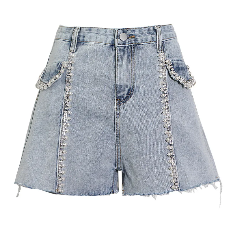 

Summer fashion shorts 2021 ordinary wide leg blue wash temperament commuter denim High Waist Shorts light pants
