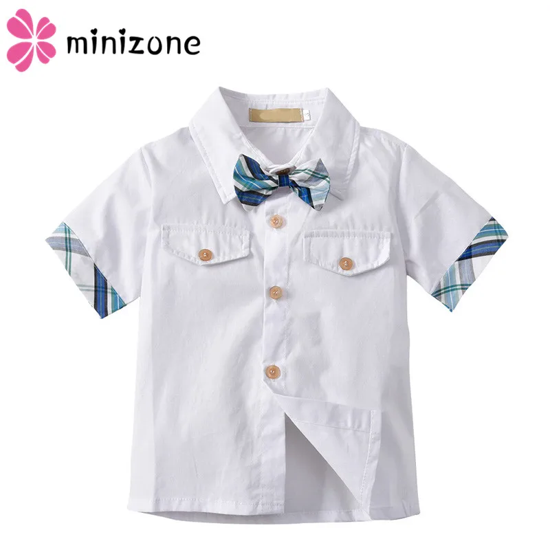Летние модные рубашки в клетку для маленьких мальчиков 2 3 4 5 6 7 лет белая