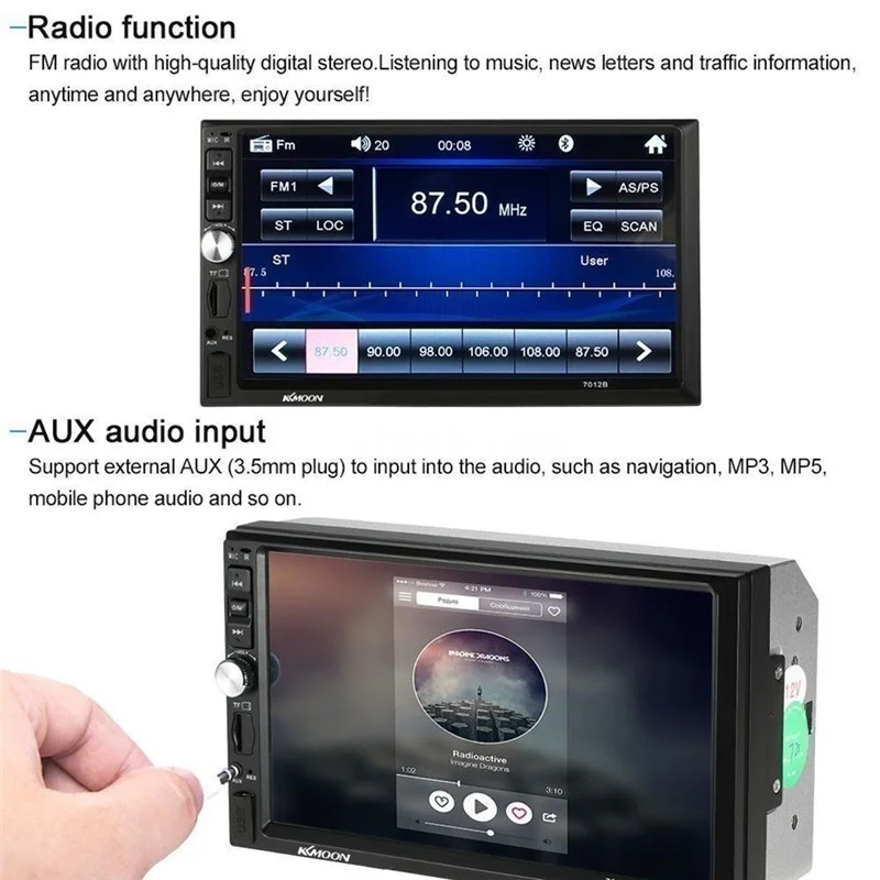 Автомобильный мультимедийный плеер 2 Din с 7 дюймовым сенсорным экраном Bluetooth USB