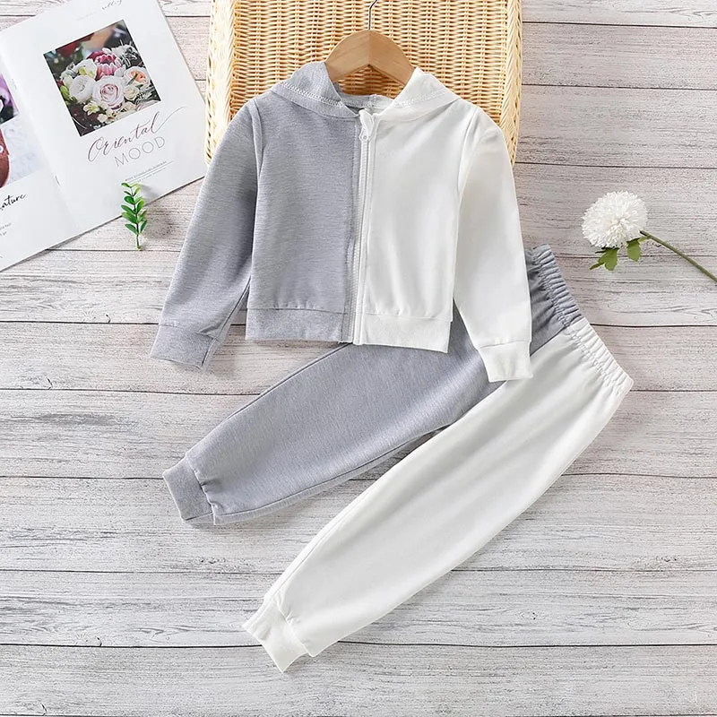 Menoea-ropa de moda para ni&ntilde;os y ni&ntilde;as, trajes de retales informales, abrigos con capucha para beb&eacute; y pantalones, trajes de 2 a 6 a&ntilde;os, Oto&ntilde;o, 2 uds.-2