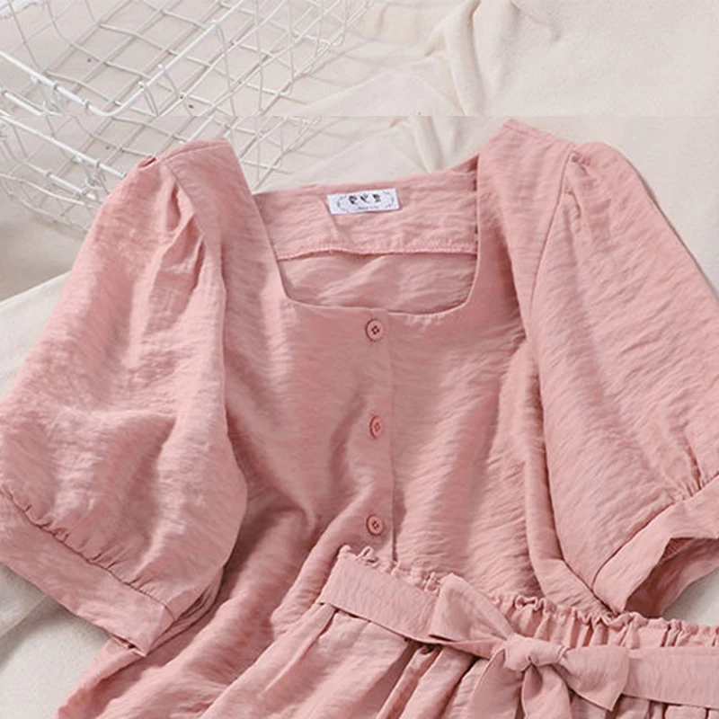 

Thin short shorts suit women's summer new Korean style square collar puffy sleeve top high waist wide leg shorts two-piece suit