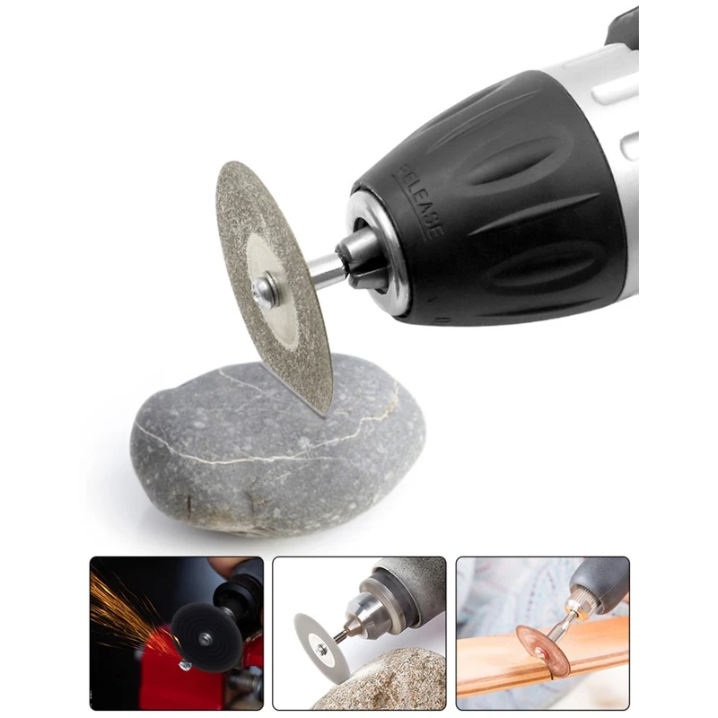 

50/60mm Diamond Cutting Disc Grinding Wheel Saw Circular 3mm Shank Drill Bit Rotary Tool