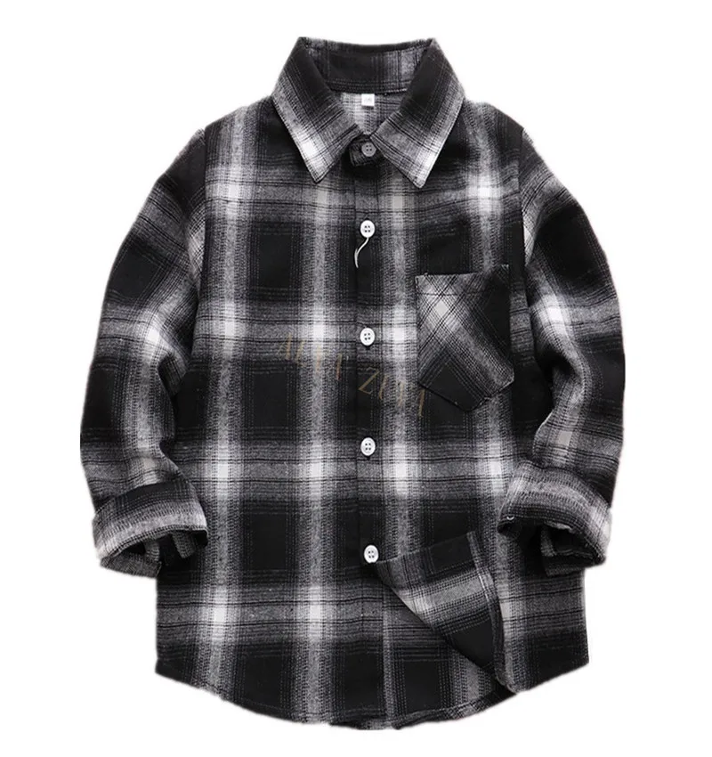 Фланелевая рубашка для мальчиков классический дизайн в клетку Детские