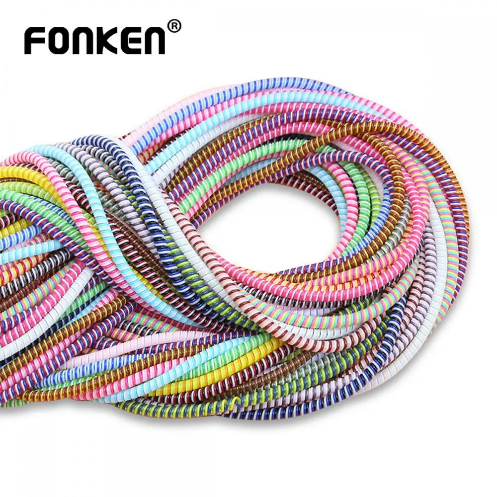 FONKEN 1 4 м твердый держатель кабеля цветной Спиральный USB зарядное устройство для |