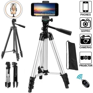 lightweight camera phone tripod portable adjustable tripode stand mount holder with ring light for live youtube aro de luz free global shipping
