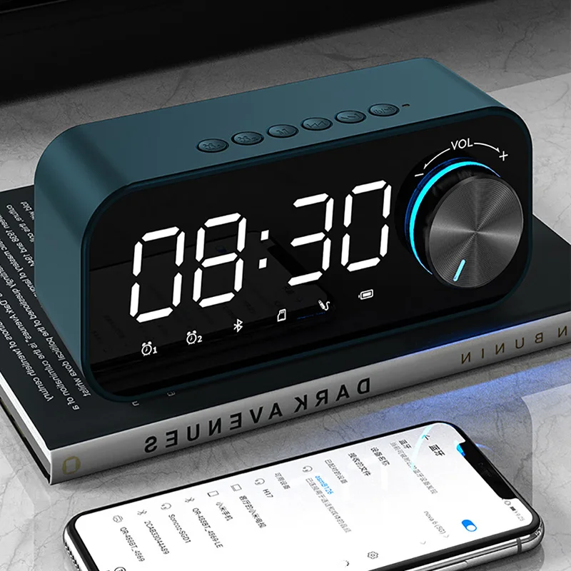 LED Display Alarm Clock Bluetooth Speaker Mobile APP Remote Control High-definition Screen Time mini Subwoofer | Электроника