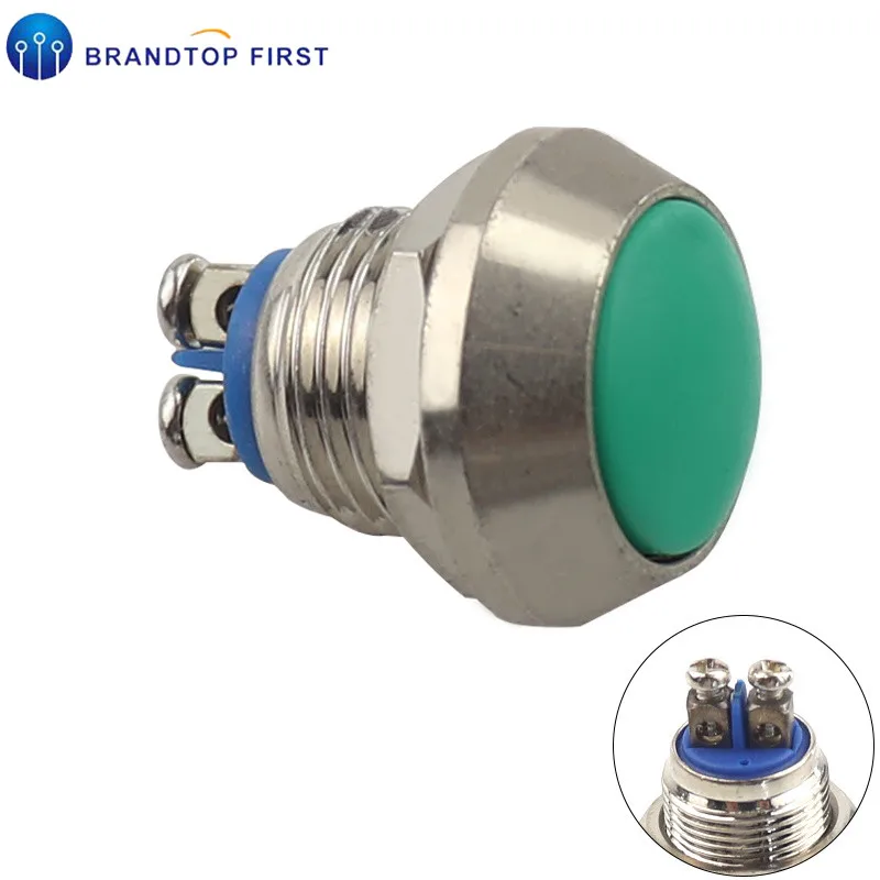 12 мм мгновенная металлическая кнопка 1NO цветные переключатели сферическая