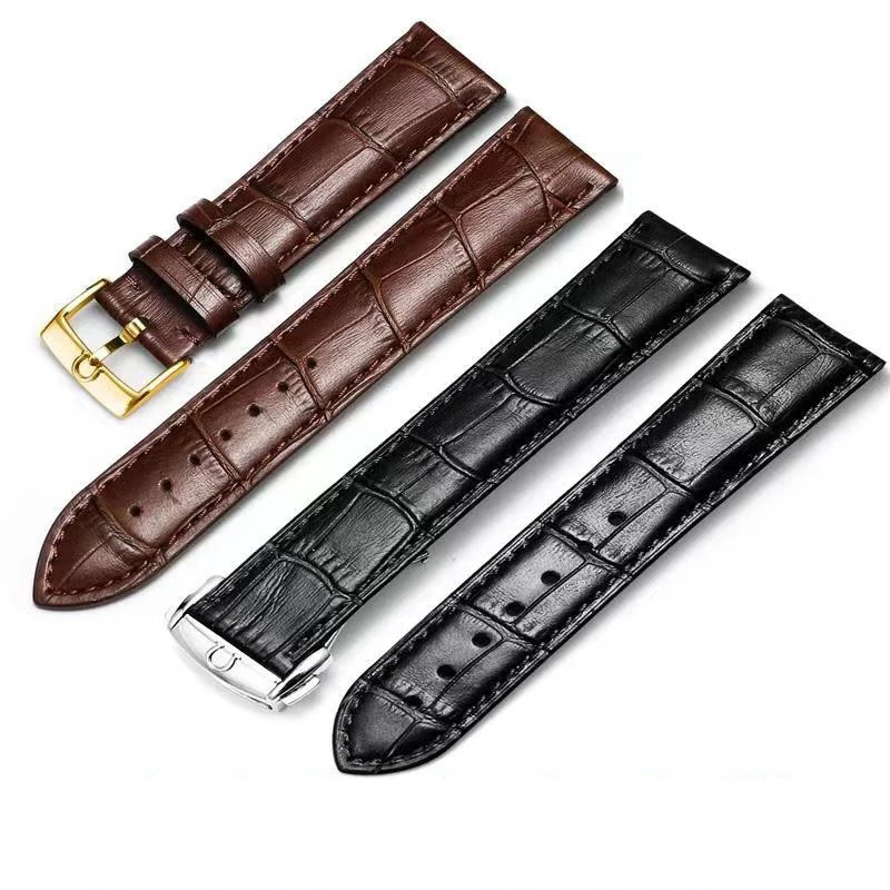 

Watch Accessories Band Men 20 22mm Leather Watch Strap Belt for Omega Seahorse Butterfly Flying Constellation Watch Band Chain