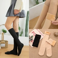 1 pair women long stocking winter warmer thicken thigh high over knee sox fashion solid color ladies girls soft thermal socks
