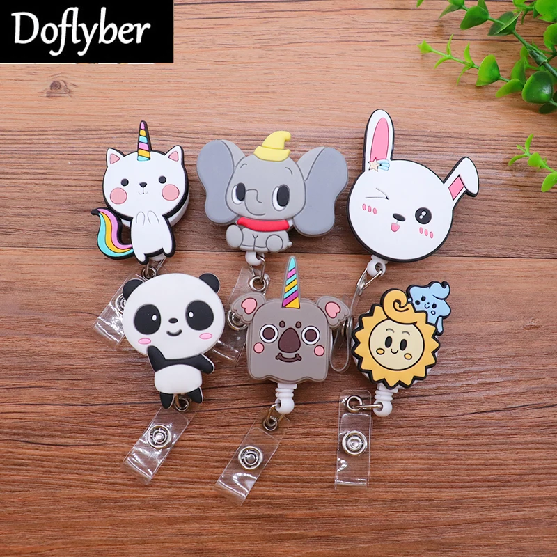 Силиконовый выдвижной Бейдж с мультяшным единорогом пандой слоном | Канцтовары