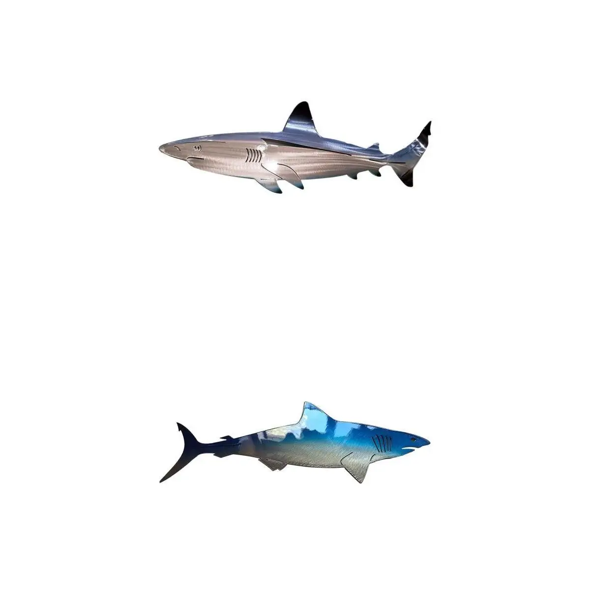 

2Pieces Metal Shark Wall Decor Art Ocean Fish ing Wall Sculpture 20x8cm
