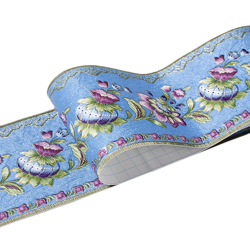 BESTPVC самоклеющиеся обои границы Талия 3D Цветочный узор плинтус Гостиная Ванная