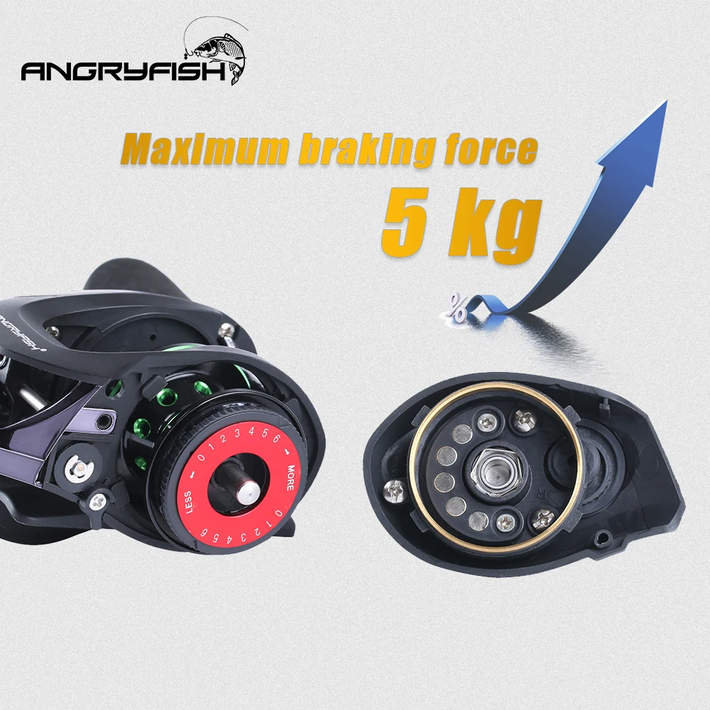 

Angryfish High Speed Baitcasting Reel 6.3:1 Long Casting Fishing Reel Max 5kg Drag Power Carp Fishing Tackle DropShipping