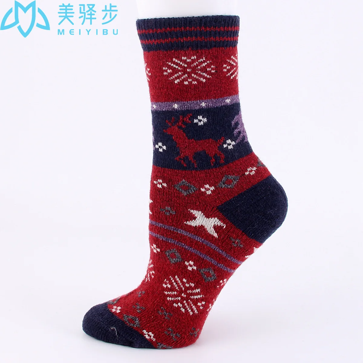 12 Pairs Per Set Winter Thickened Female Wool Socks Cartoon Elk Socks Hot Sale Warm Women Socks Snow Socks Wholesale