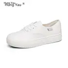 Туфли женские холщовые с круглым носком, простые лоферы, на шнуровке, Повседневная Удобная прогулочная обувь, белые, Размеры 35-40, осень