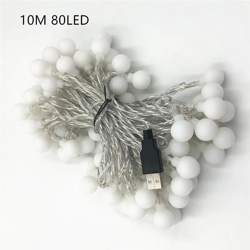 

ECLH Fairy Lights Waterproof LED Ball Fairy String 3M 5M 10M USB LED String Light Christmas Wedding Decoration Outdoor Lighting