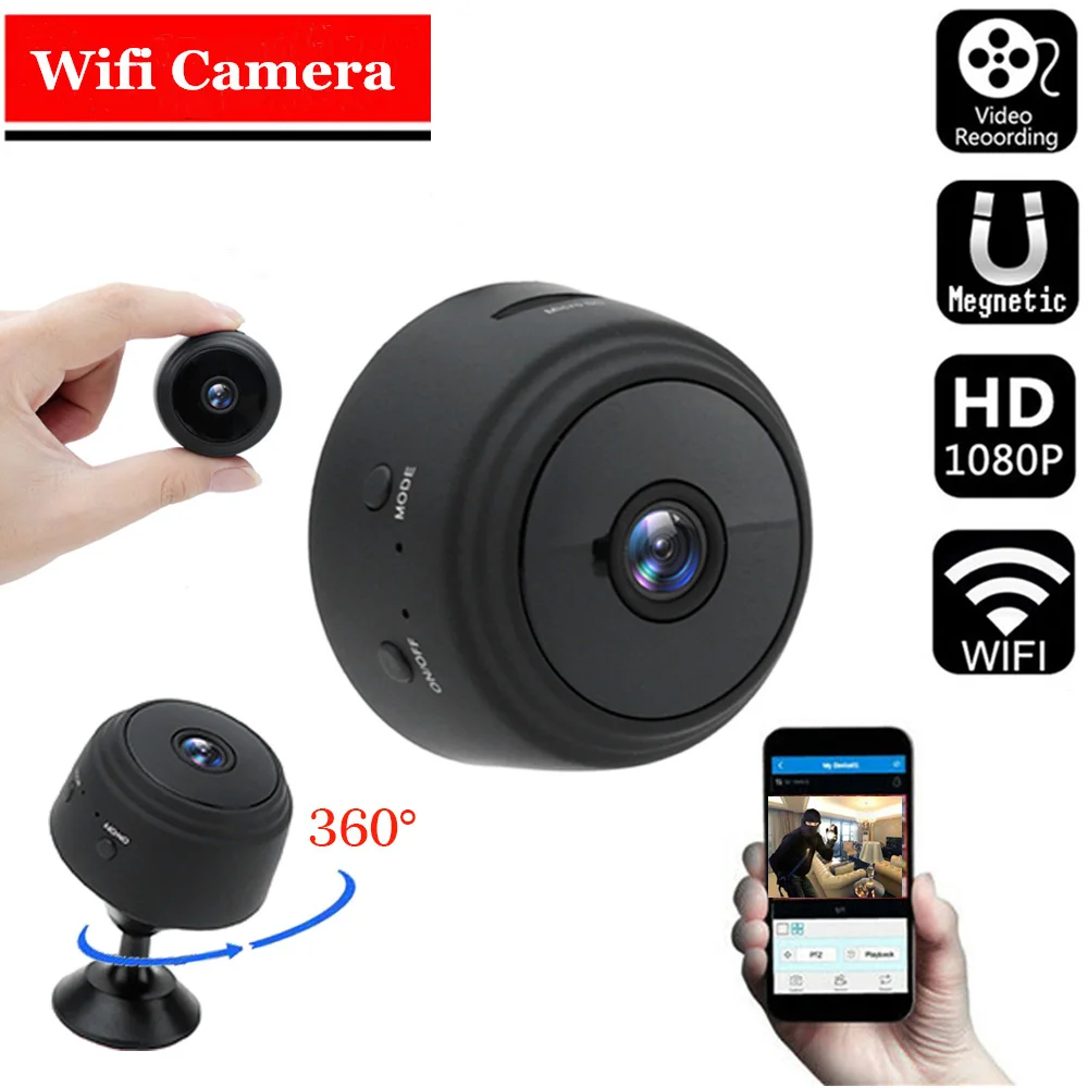 

A9 1080P Wifi Mini Camera, Home Security P2P Camera WiFi, Night Vision Wireless Surveillance Camera, Remote Monitor Phone App SQ