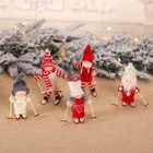 Новогодние украшения, деревянные куклы-лыжи, подвески на елку, Мини-куклы, рождественский подарок для детей, для дома, Рождественское украшение