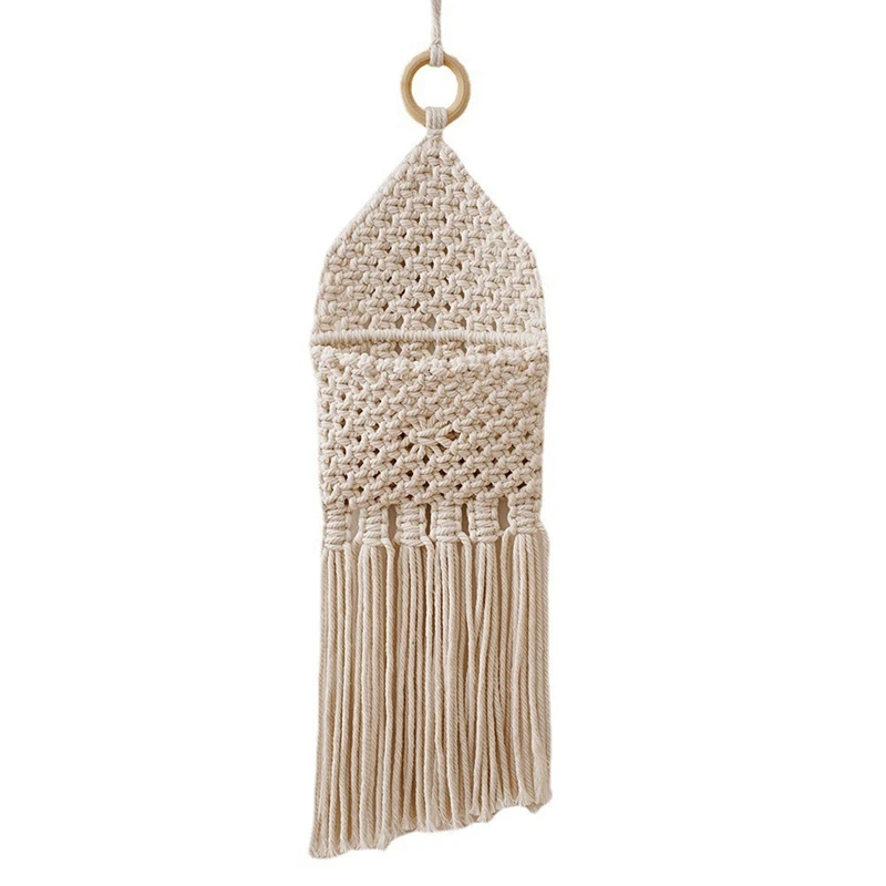 

Macrame Wall Holder Small Mail Letter Storage Organizer Holder Wall Mount Cotton Wovening Hanging Pocket Boho Home Decor