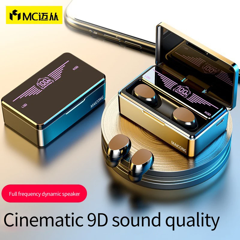 

MC315 TWS Wireless Earphones HD Mirror Screen LED Display Bluetooth 5.0 Headphones 9D HIFI Stereo Earbud Headset with Mic