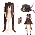 Парик для косплея гутао из аниме Game Genshin Impact, термостойкая волосяная шапка из волокна и Бесплатный парик в китайском стиле, для вечевечерние НКИ на Хэллоуин, ролевых игр