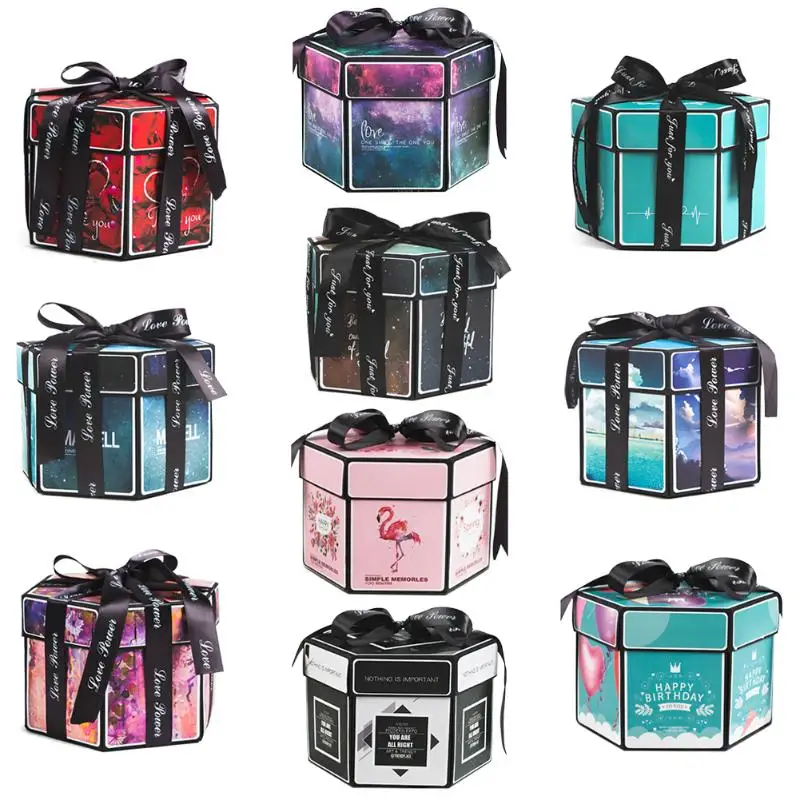 Шестиугольник сюрприз взрыв коробка творческий DIY ручной работы скрапбук