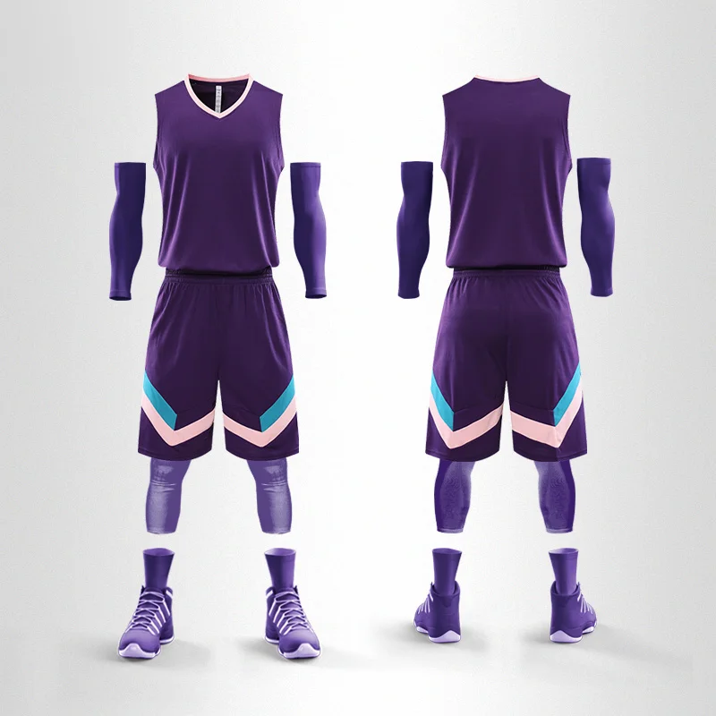 

New Boys Men's Basketball Jerseys Suits Blank Women Basketball Shirt Shorts Clothes Breathable Pockets Basketball Uniforms Print