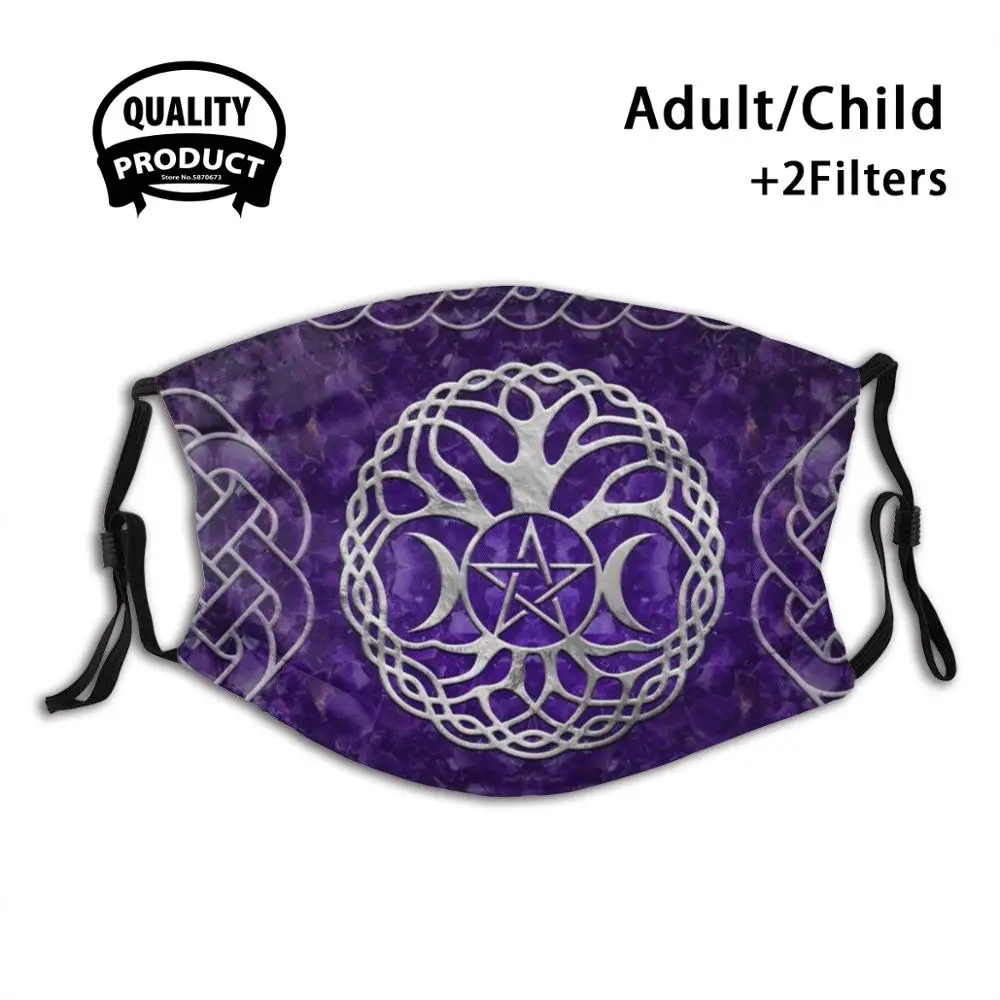 

Triple Goddess With Pentagram And Tree Of Life Reusable Mouth Mask Filter Cool Kawaii Funny Custom Design Masks Goddess Triple