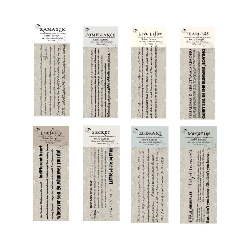 15 Sheets/set Vintage Journal Stickers Retro Printed Text Scrapbooking Diary Decorative Stationery | Канцтовары для офиса и