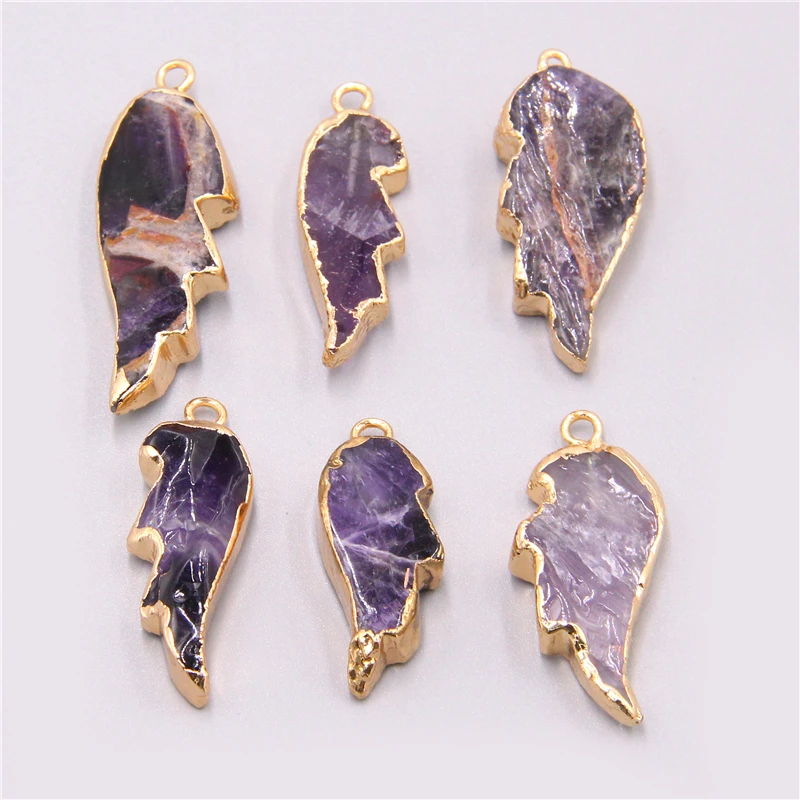 

purple wing agates Druzy pendulum natural Purple Natural Stone Pendant purple agates Necklace Women Healing Chakra Jewelry DIY