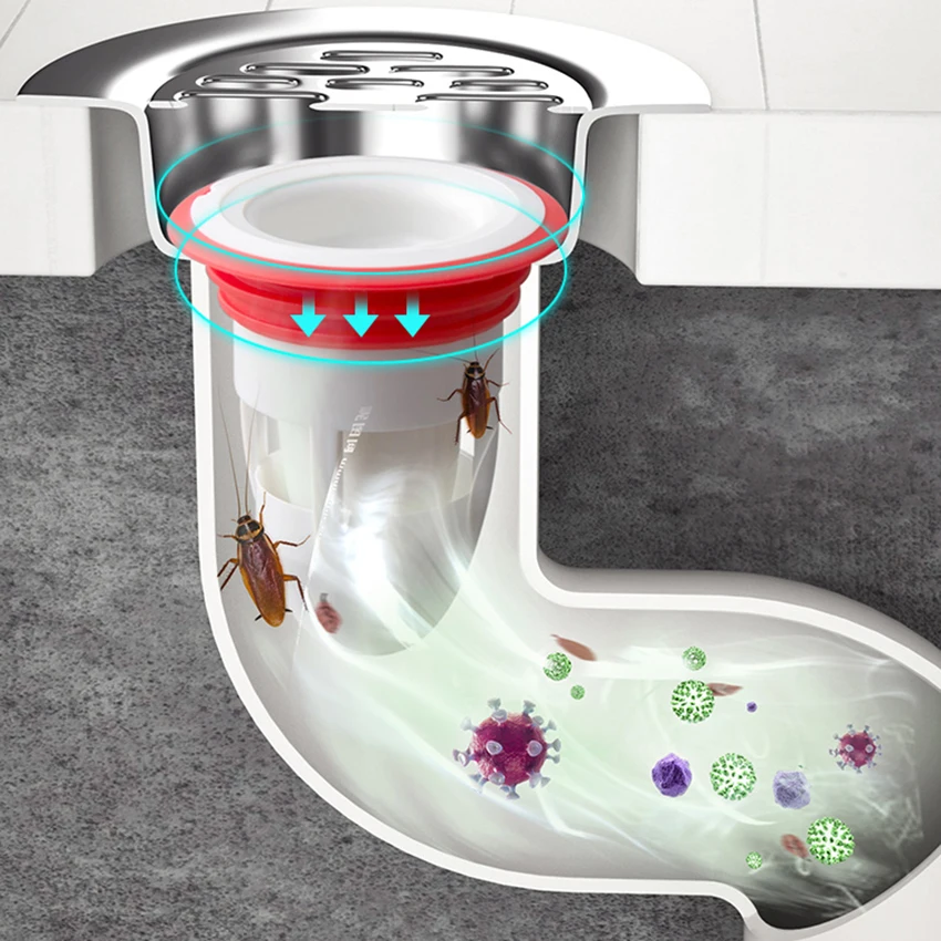 

Shower Floor Drain Backflow Preventer, Waterless Trap Seal, One Way Drain Valve Sewer Core Drainage Insert Drain Plug