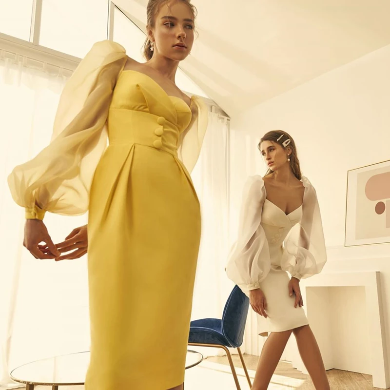 Женское Сетчатое платье с длинным рукавом элегантное белое v-образным вырезом