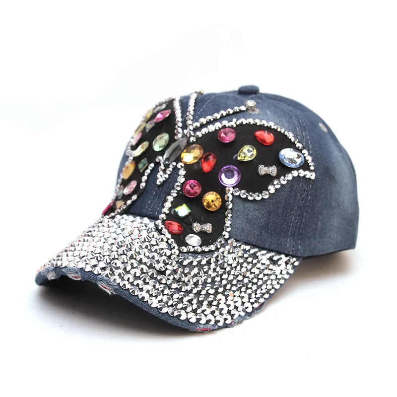 

Doitbest Rhinestone Baseball Cap Spring Big butterfly Hat For Men Women classic cowboy Hip Hop Snapback Caps Sun Hats