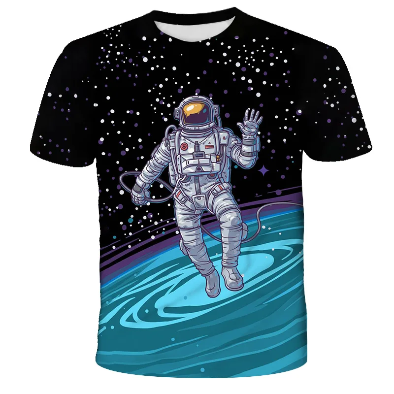 

Boys Clothes Casual Short Sleeve Fashion Design Astronaut Printing Boy/Girl Clothes O-neck Comfortable Fabric Street Girl t Tee