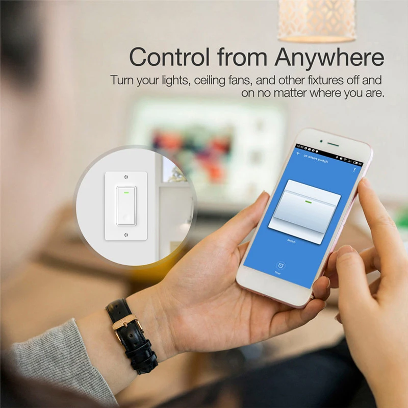 UNKAS WiFi умный настенный светильник с переключателем Life / Tuya APP дистанционное