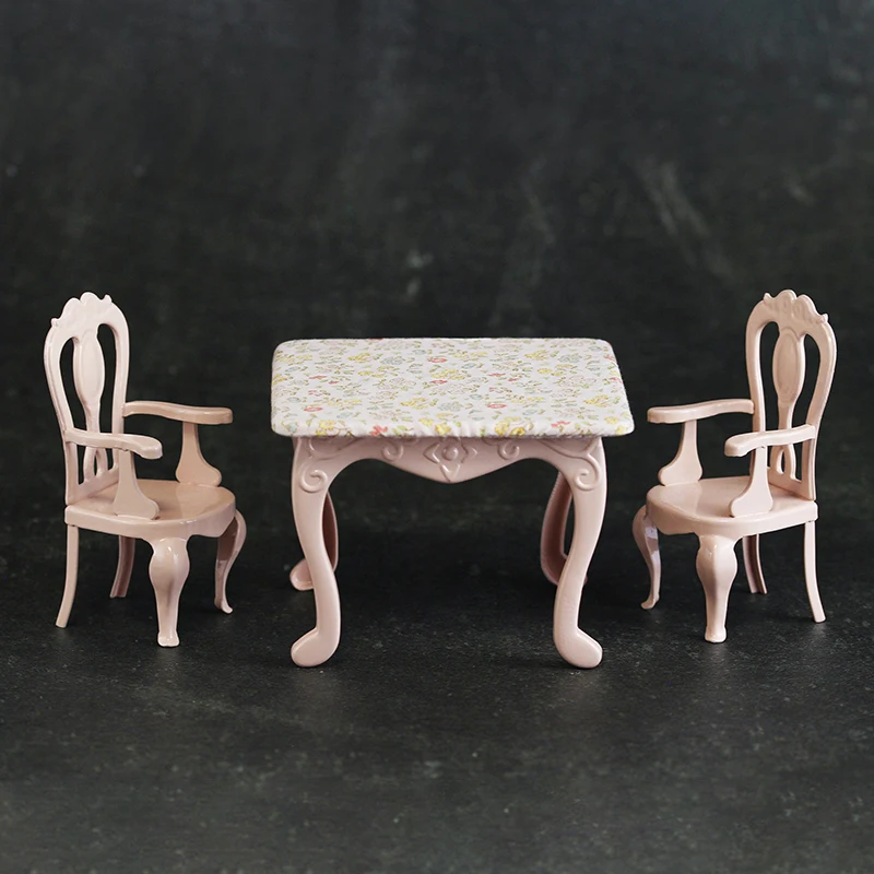 

Aizulhomey Dollhouse Furniture 1/12 OB11 Metal Table Chair with Floral Tablecloth Blyth Doll Accessories Mini Kitchen